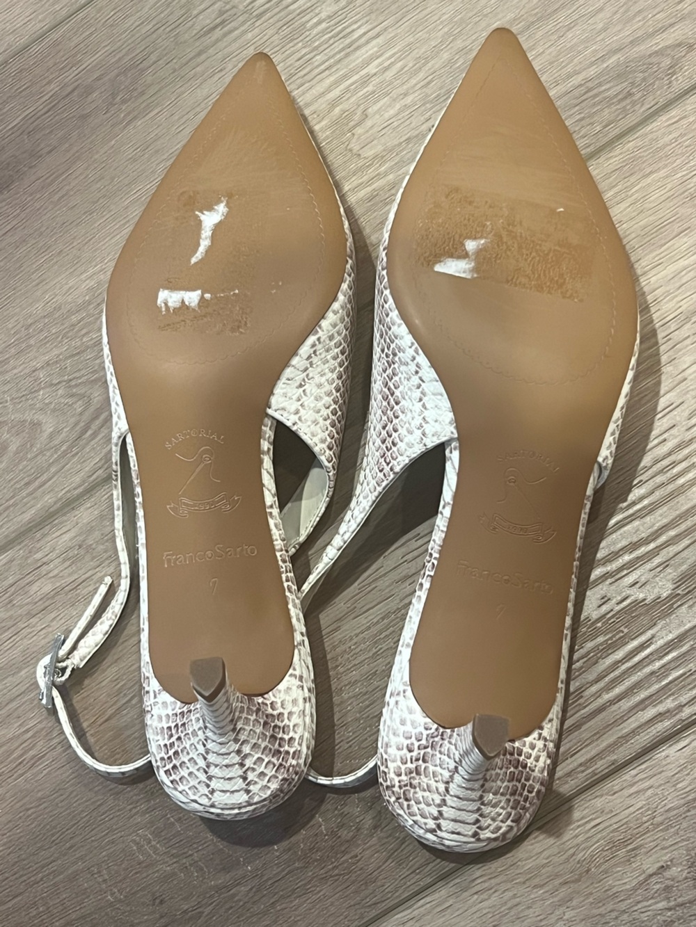Franco Sarto Kate White Snake-Embossed Slingback Heels Size 7 - Picture 11 of 13